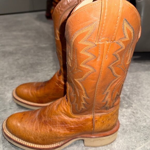 Women's Justin Tekno Crepe Western Boots with Tan Smooth Ostrich 7B - Picture 2 of 7